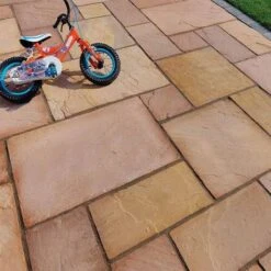 Pavestone Classic Sandstone Mixed Size Pack 22mm Slab Paving Pack Of 64 - Modak