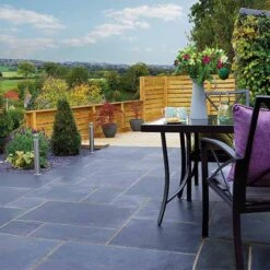 Pavestone Limestone 600 X 290 X 22mm Slab Paving Pack Of 85 - Black Kadapha