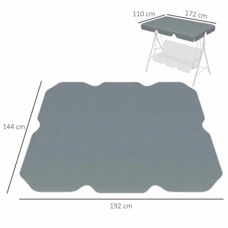 Outsunny Anti-UV Canopy Replacement - Dark Grey - 84A-287V00CG