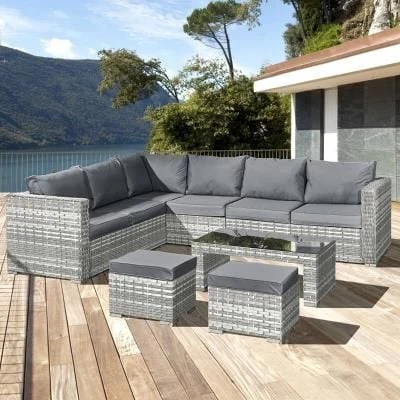 Oseasons® Aruba Rattan 8 Seater Corner Set - Dove Grey - 106039