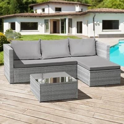 Oseasons® Corfu Rattan 3 Seater Chaise Lounge Set - Dove Grey - 106047