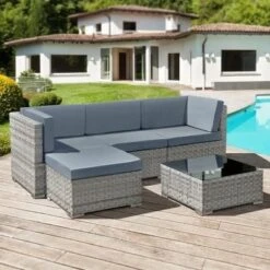 Oseasons® Trinidad Rattan 4 Seater Modular Chaise Lounge Set - Dove Grey - 106369