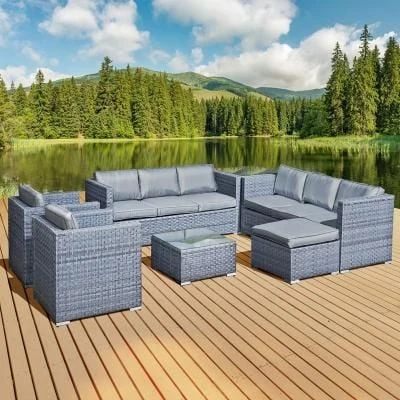 Oseasons® Malta XS Rattan 9 Seater U-Shape Set - Ocean Grey - 106371