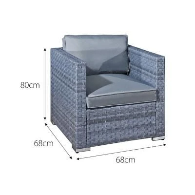 Oseasons® Malta XS Rattan 9 Seater U-Shape Set - Ocean Grey - 106371 - Image 2