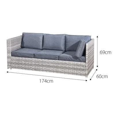 Oseasons® Acorn Rattan 6 Seater Corner Sofa Set - Dove Grey - 106377 - Image 2
