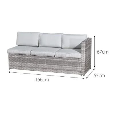 Oseasons® Acorn Rattan 6 Seater Corner Sofa Set - Dove Grey With Off-White Cushions - 106426 - Image 2