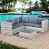 Oseasons® Acorn Rattan 5 Seater Corner Sofa Set - Dove Grey - 106427