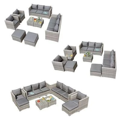 Oseasons® Acorn Deluxe Rattan 10 Seater Modular Sofa Set - Dove Grey - 106447 - Image 6