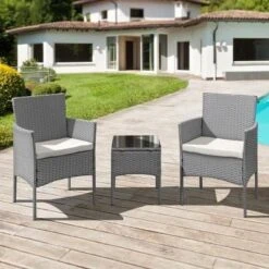 OseasonsĀ® Antigua Rattan 2 Seat Tea For Two Set - Grey - 106463