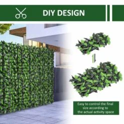 Outsunny Artificial Leaf Hedge Screen Privacy Fence Panel 3x1m - Green - 844-204
