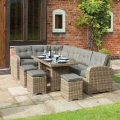 Rowlinson Thornbury 5 Piece Corner Dining Set - Natural Weave - THORSETHT