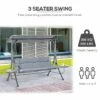 Outsunny 3 Seater Garden Swing Chair With Coffee Tables - Grey - 84A-162