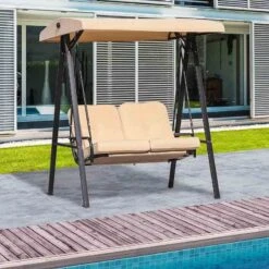 Outsunny 2 Seater Garden Outdoor Swing Chair - Beige - 01-0891