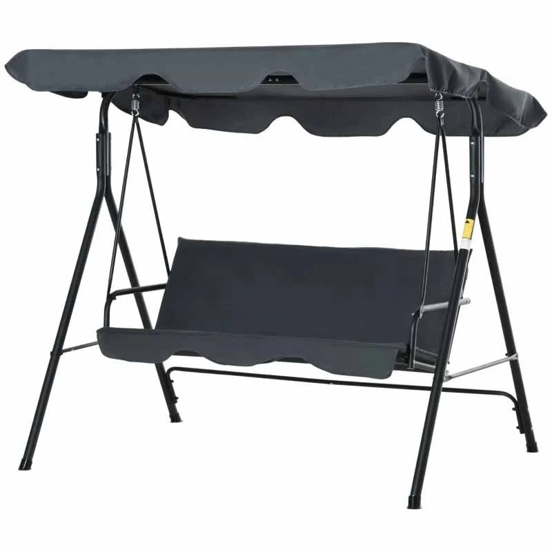 Outsunny 3-Seater Hammock Swing Chair With Canopy - Dark Grey - 84A-054V02GY - Image 4