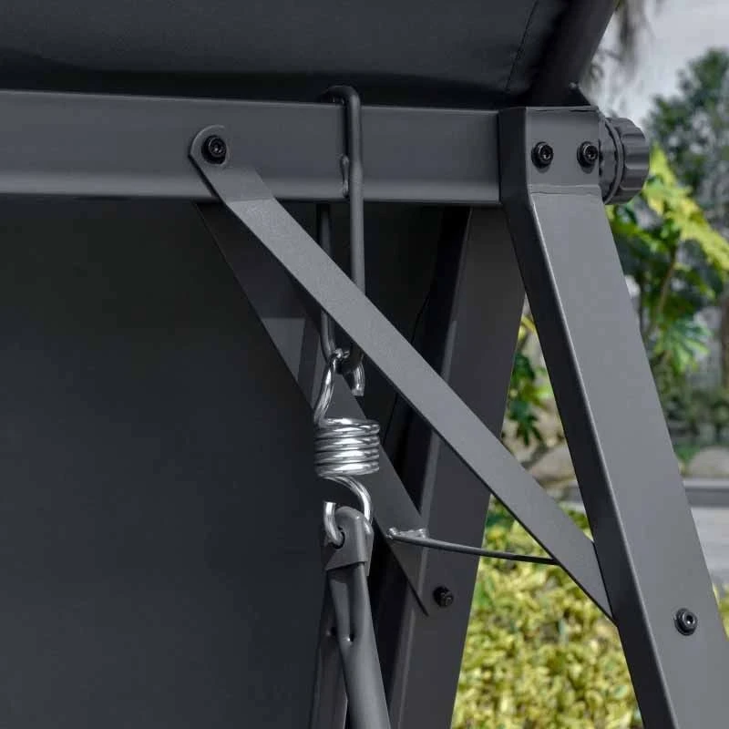 Outsunny 2 Seater Garden Swing Chair With Canopy - Dark Grey - 84A-251CG - Image 3