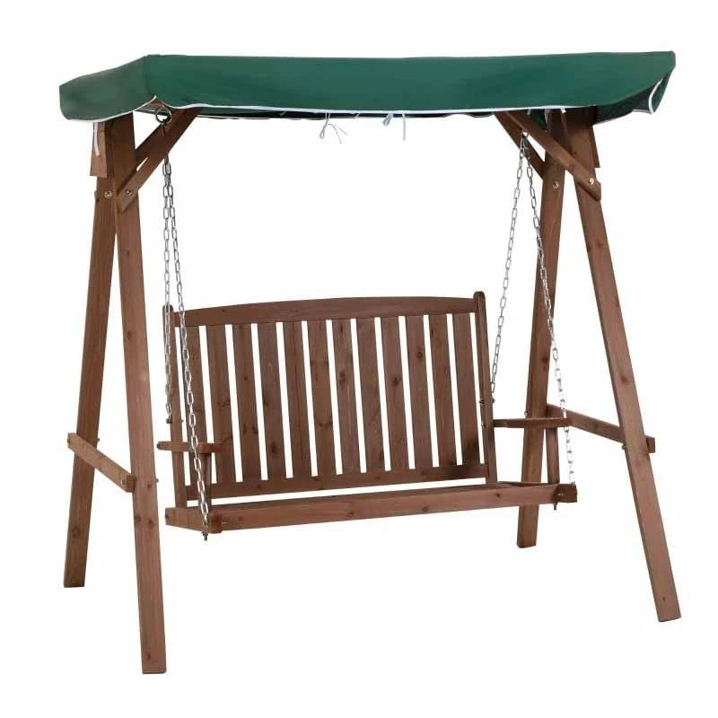 Outsunny Fir Wood Garden Swing Chair - Green - 84A-136GN