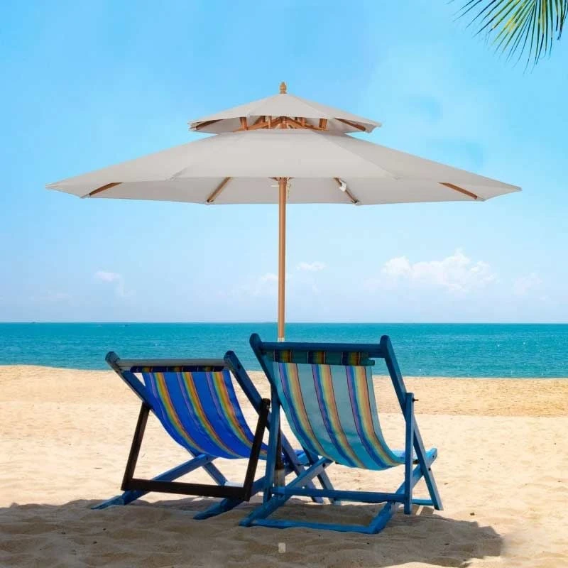 Outsunny 2.7 M Double Tier Parasol - Grey - 840-025GY - Image 8