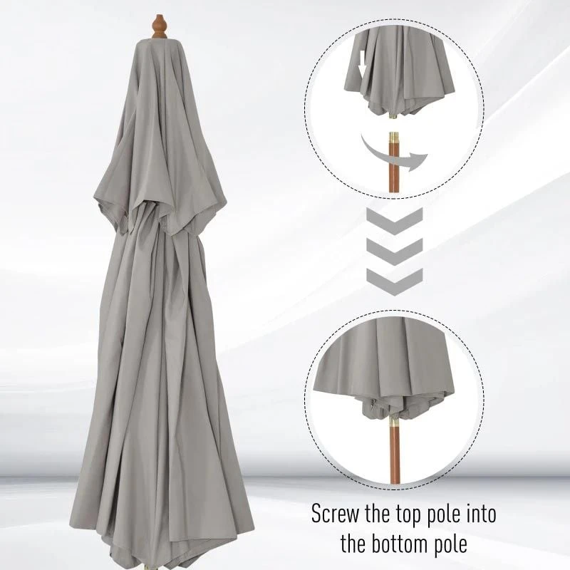 Outsunny 2.7 M Double Tier Parasol - Grey - 840-025GY - Image 6