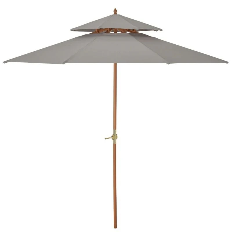 Outsunny 2.7 M Double Tier Parasol - Grey - 840-025GY - Image 2