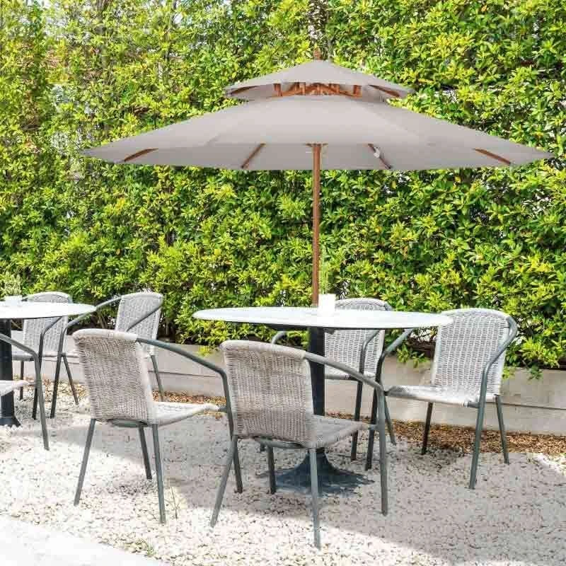 Outsunny 2.7 M Double Tier Parasol - Grey - 840-025GY