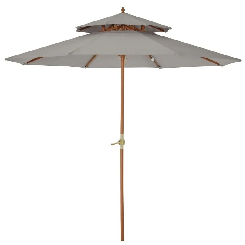 Outsunny 2.7 M Double Tier Parasol - Grey - 840-025GY - Image 9