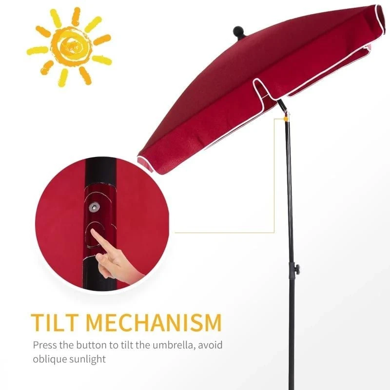 Outsunny Aluminium Umbrella Parasol 200Lx125Wx235Hcm - Red - 84D-016RD - Image 9