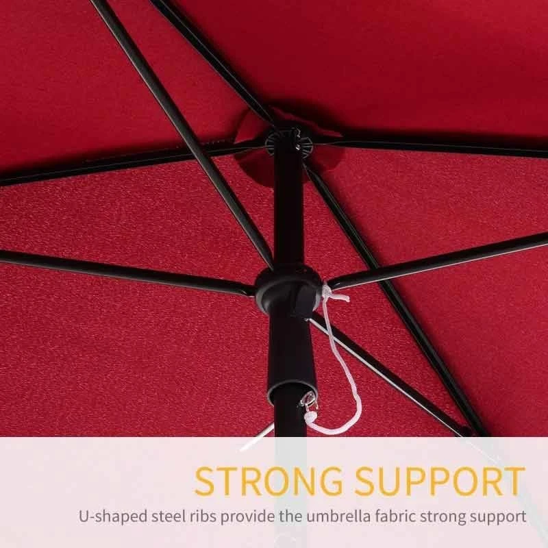 Outsunny Aluminium Umbrella Parasol 200Lx125Wx235Hcm - Red - 84D-016RD - Image 7