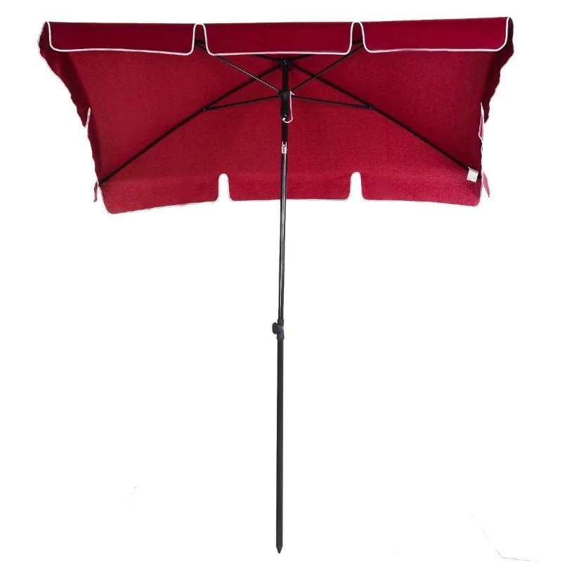 Outsunny Aluminium Umbrella Parasol 200Lx125Wx235Hcm - Red - 84D-016RD - Image 4