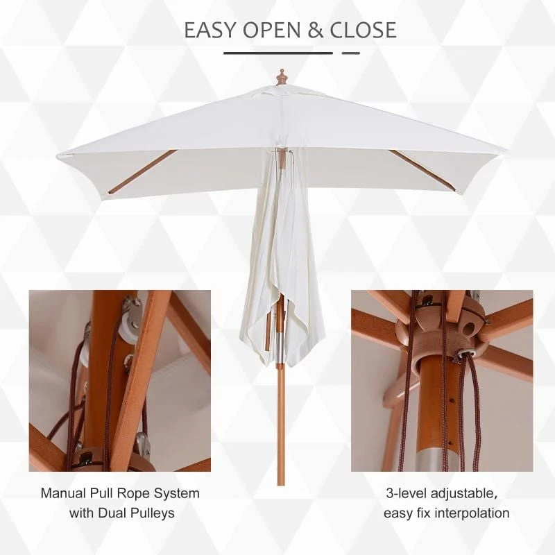 Outsunny Patio Umbrella Parasol - Cream White - 84D-017CW - Image 10