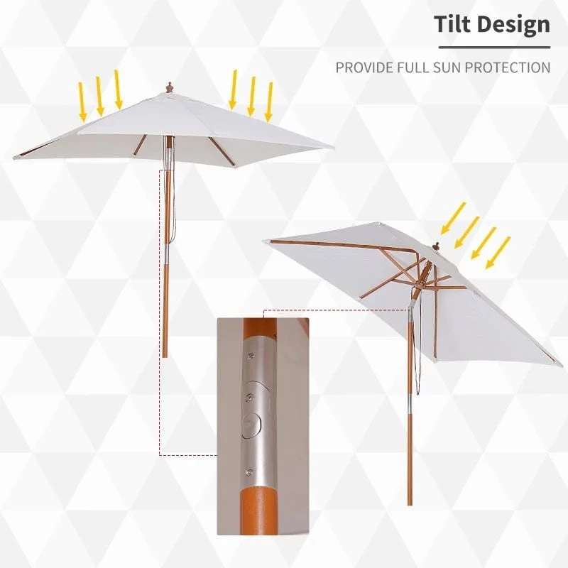 Outsunny Patio Umbrella Parasol - Cream White - 84D-017CW - Image 9