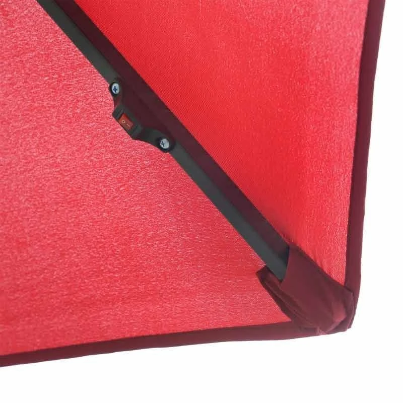 Outsunny 2.95x2.45Hm Umbrella Parasol With Solar Powered LED Strips - Wine Red - 84D-066WR - Image 4