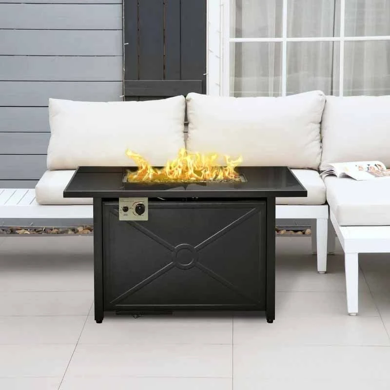 Outsunny Propane Gas Fire Pit Table 50000BTU - Black - 842-261V70 - Image 3