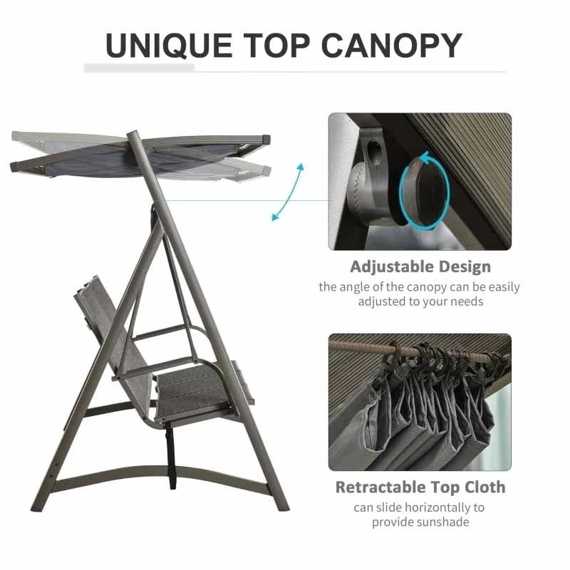 Outsunny 3 Seater Rattan Garden Swing Chair - Brown - 84A-200 - Image 2