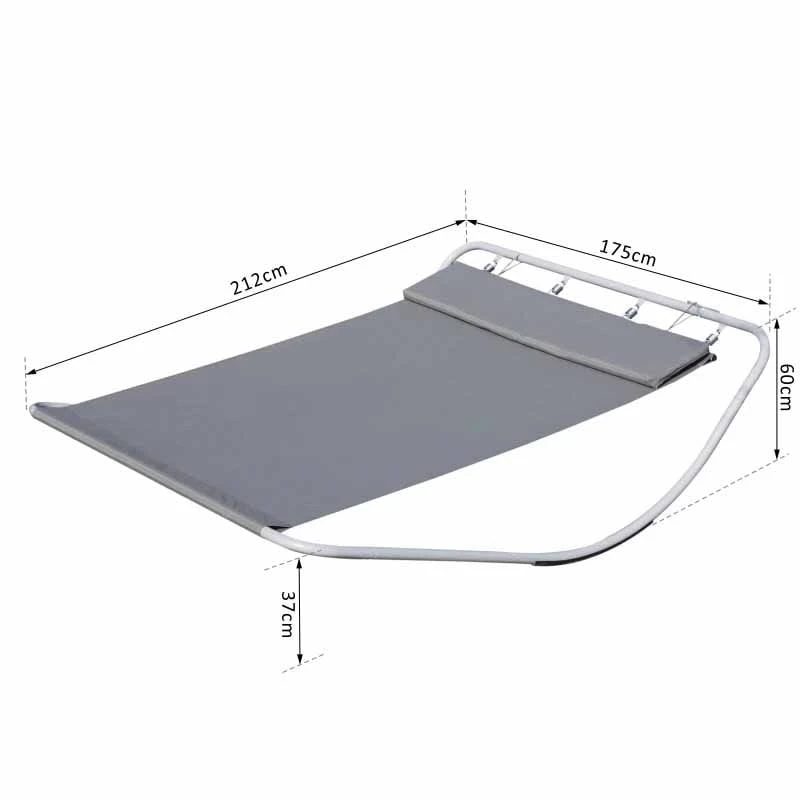 Outsunny Double Rocking Hammock Sun Lounger Bed - Grey - 01-0309 - Image 2