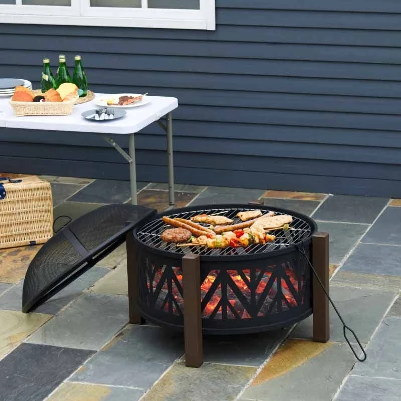 Outsunny Outdoor Fire Pit - Black/Brown - 842-172 - Image 5