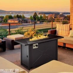 Outsunny Propane Gas Fire Pit Table 50000BTU - Black - 842-261V70