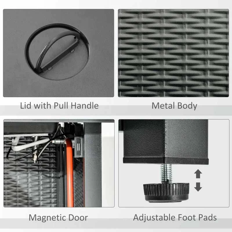 Outsunny Square Propane Gas Fire Pit Table 40000 BTU - Black - 842-260V70 - Image 2