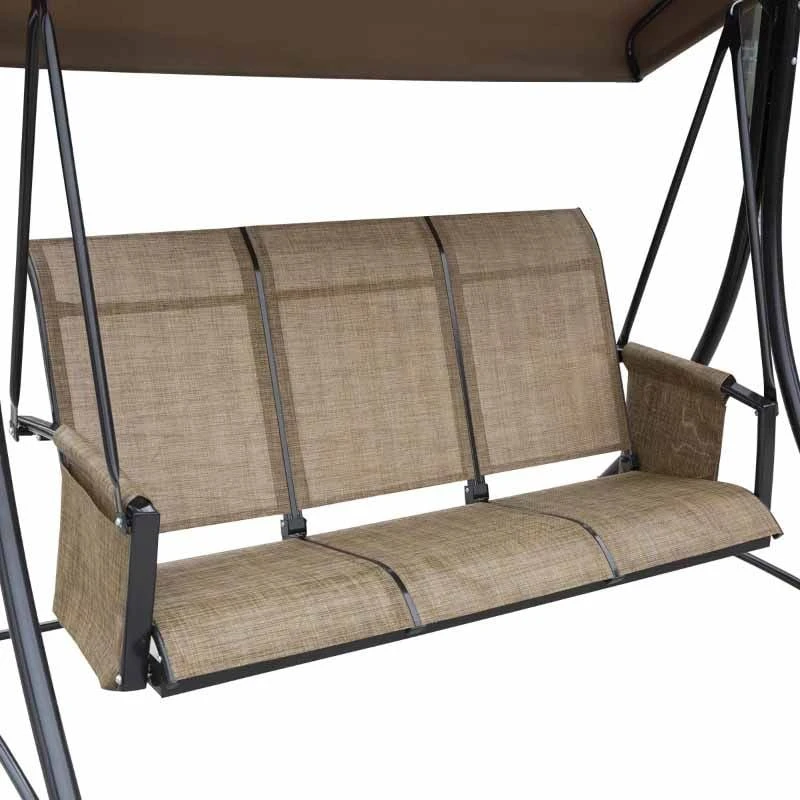 Outsunny 3 Person Porch Swing Chair With High Back - Brown - 84A-110V01 - Image 2