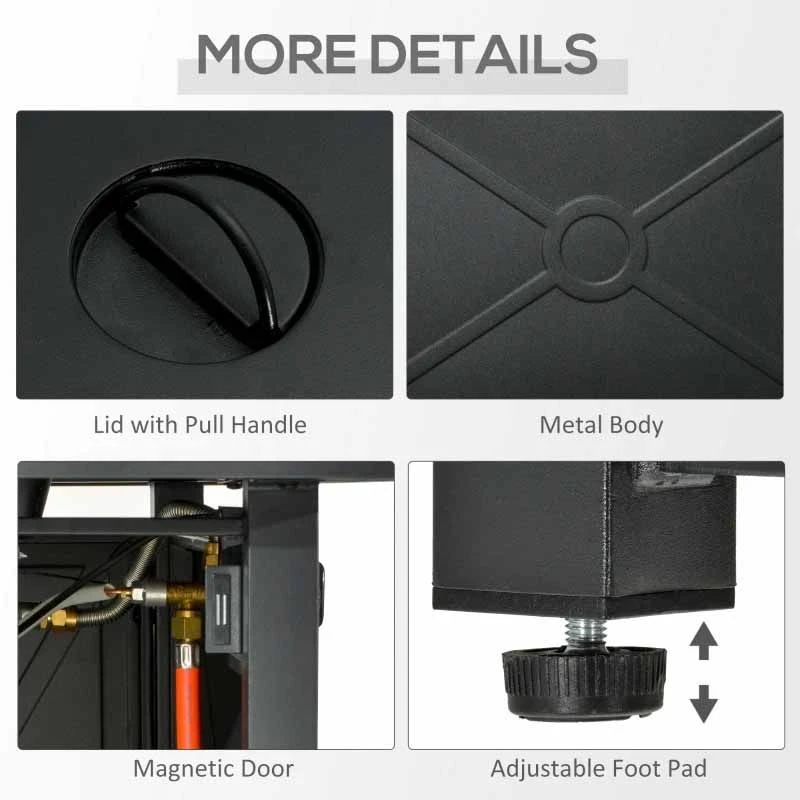 Outsunny Propane Gas Fire Pit Table 50000BTU - Black - 842-261V70 - Image 5