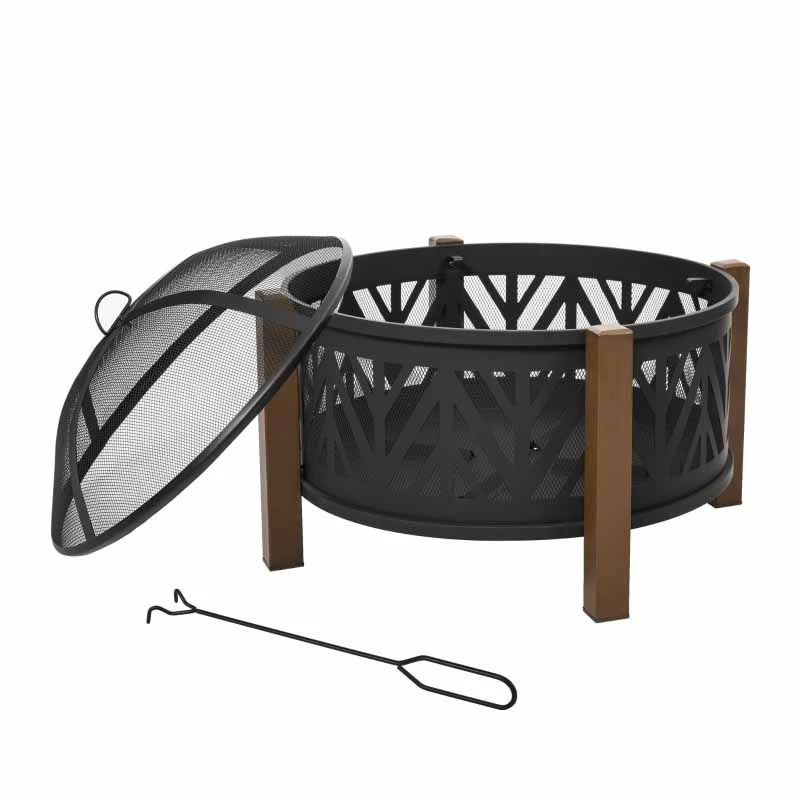 Outsunny Outdoor Fire Pit - Black/Brown - 842-172 - Image 7