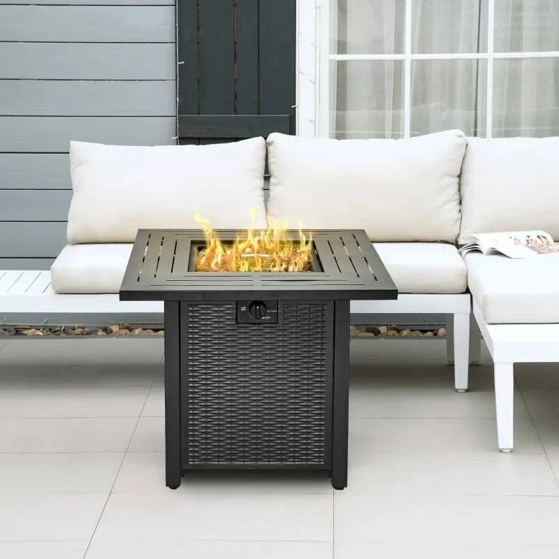 Outsunny Square Propane Gas Fire Pit Table 40000 BTU - Black - 842-260V70 - Image 4