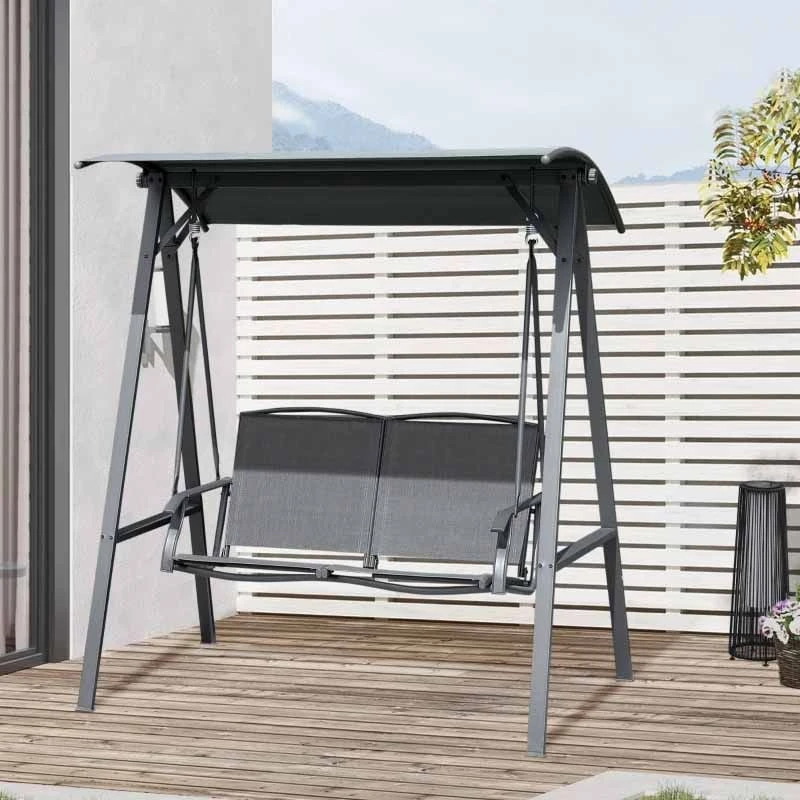 Outsunny 2 Seater Garden Swing Chair With Canopy - Dark Grey - 84A-251CG - Image 5