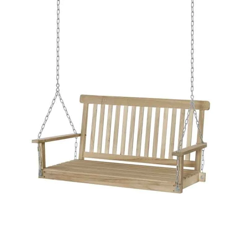 Outsunny 2 Seater Wooden Swing Chair - Natural - 84A-154ND - Image 5