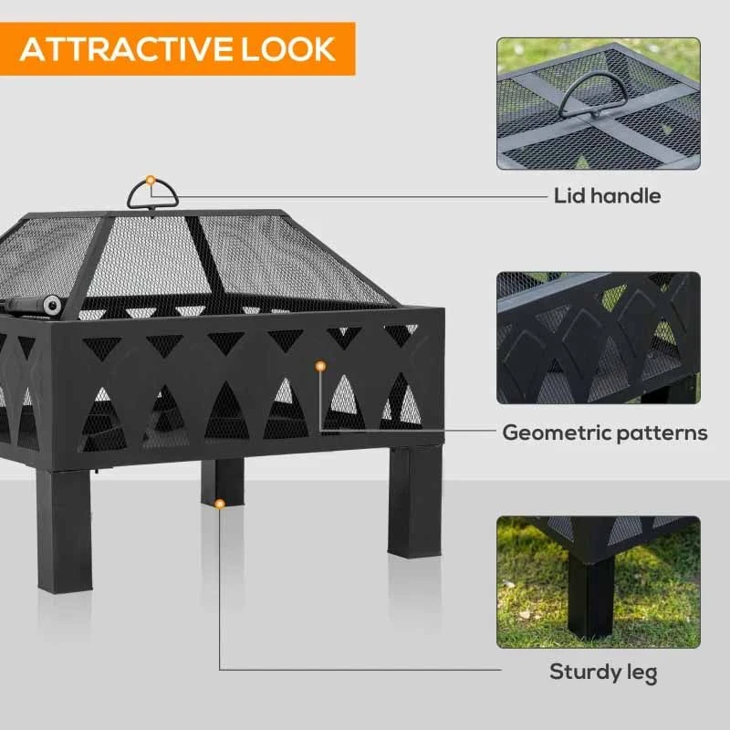 Outsunny Outdoor Fire Pit - Black - 842-232 - Image 7