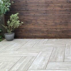 Global Stone Albero Porcelain Paving Slab Single Size Pack 400 X 1200 X 20mm - Pack Of 1 - Silvered - ASPE4012S
