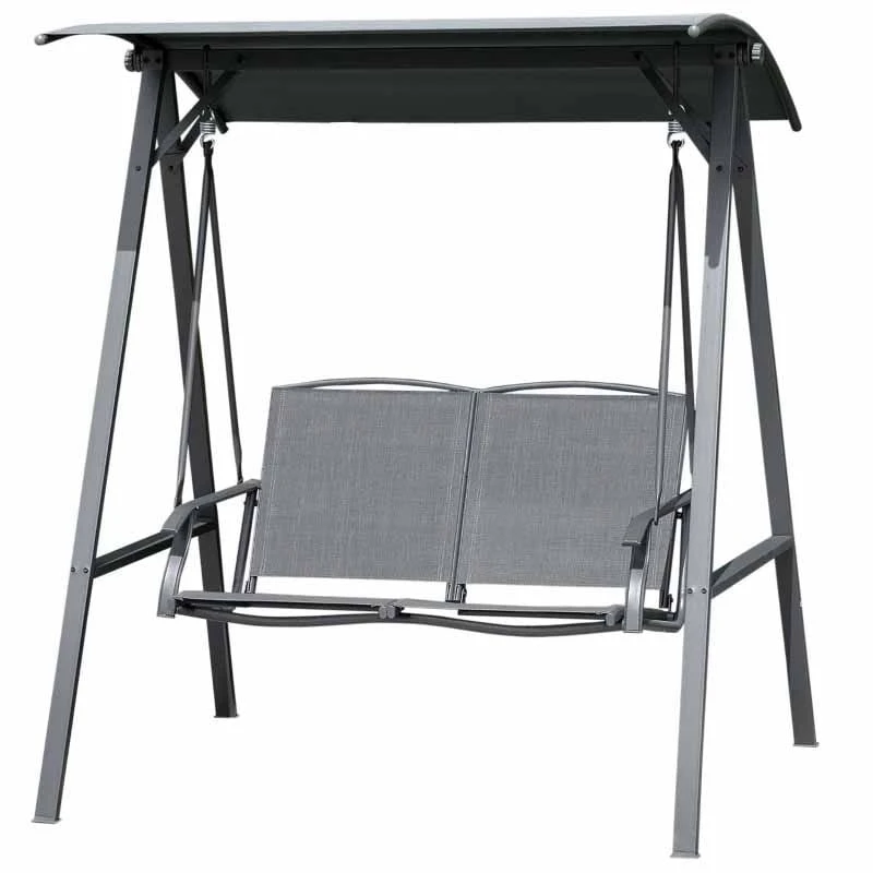 Outsunny 2 Seater Garden Swing Chair With Canopy - Dark Grey - 84A-251CG - Image 7