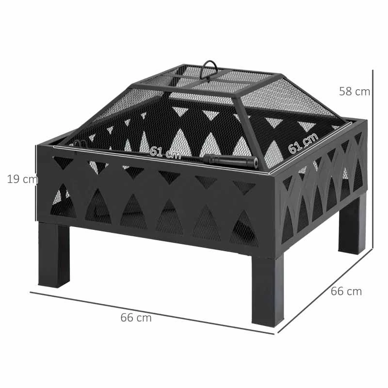 Outsunny Outdoor Fire Pit - Black - 842-232 - Image 2