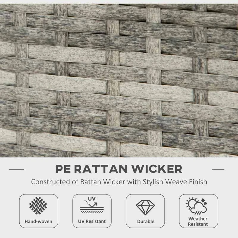 Outsunny Outdoor PE Rattan Gas Fire Pit Table - Grey/Black - 867-147V70GG - Image 8