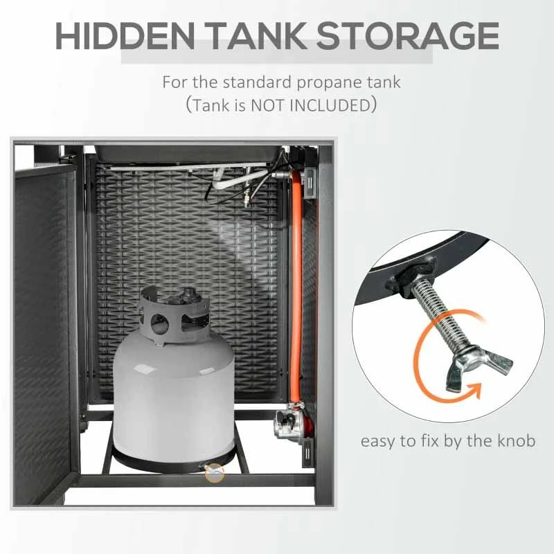 Outsunny Square Propane Gas Fire Pit Table 40000 BTU - Black - 842-260V70 - Image 7