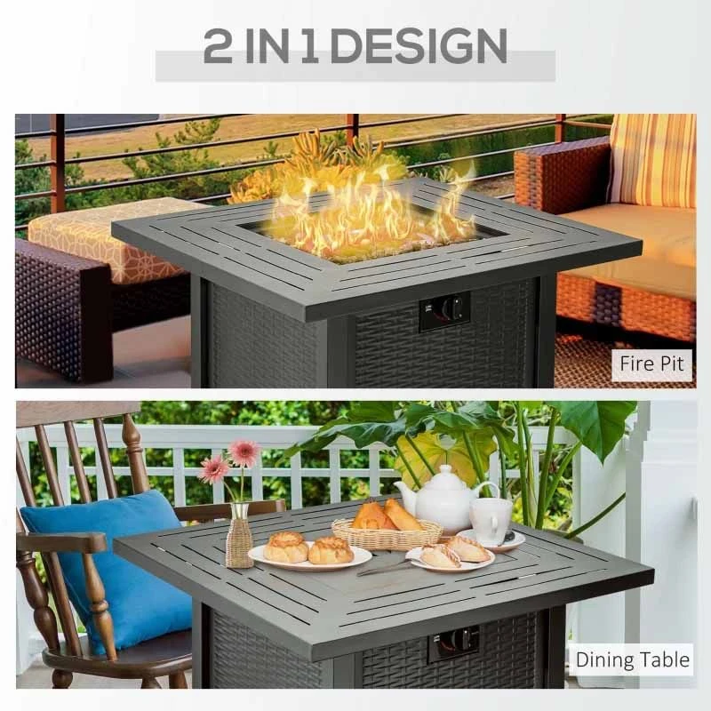 Outsunny Square Propane Gas Fire Pit Table 40000 BTU - Black - 842-260V70 - Image 8